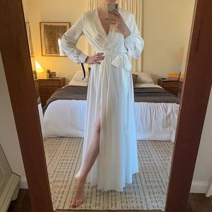 White Silk Wrap Effect Bridal Gown